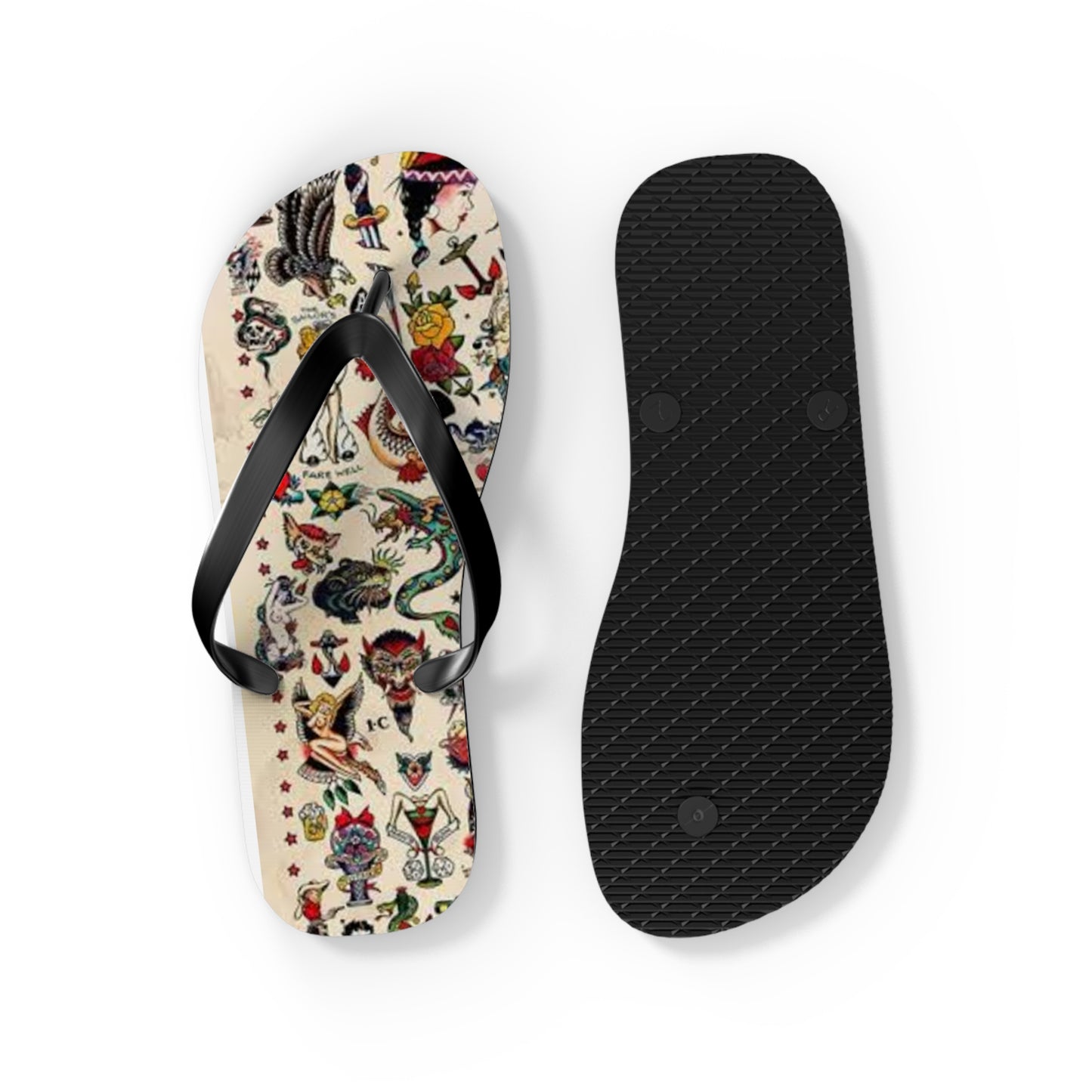 Sailor Jerry Tattoos Sandals, Beach Shoes, Vacation Flip Flops, Pool Slides