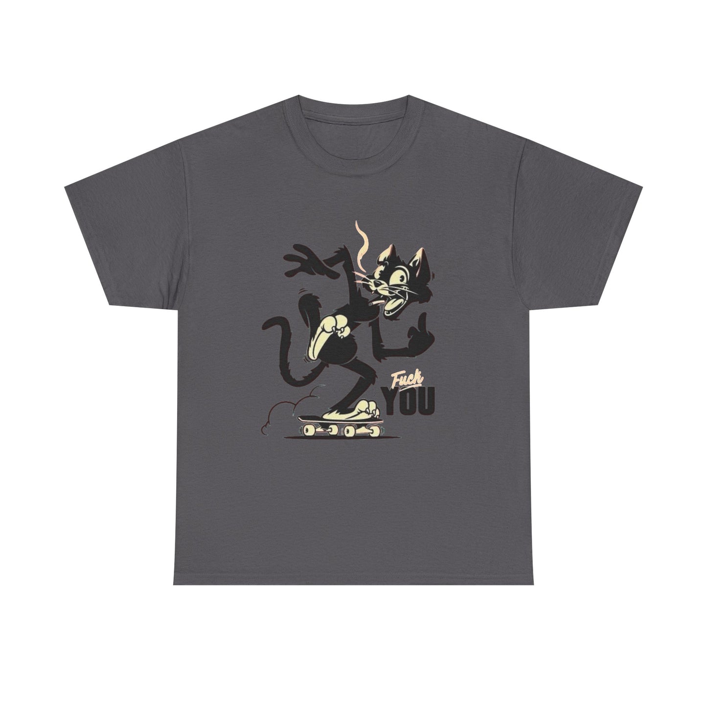 Funny Cat Middle Finger Graphic T Shirt NEW Vintage Unisex Heavy Cotton Tee