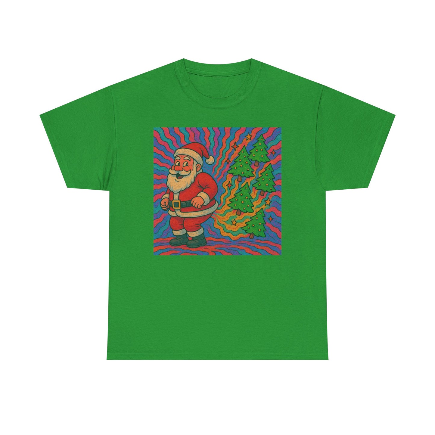 Santa Christmas Tree Cakes Funny Graphic T Shirt Trippy Unisex Heavy Cotton Tee