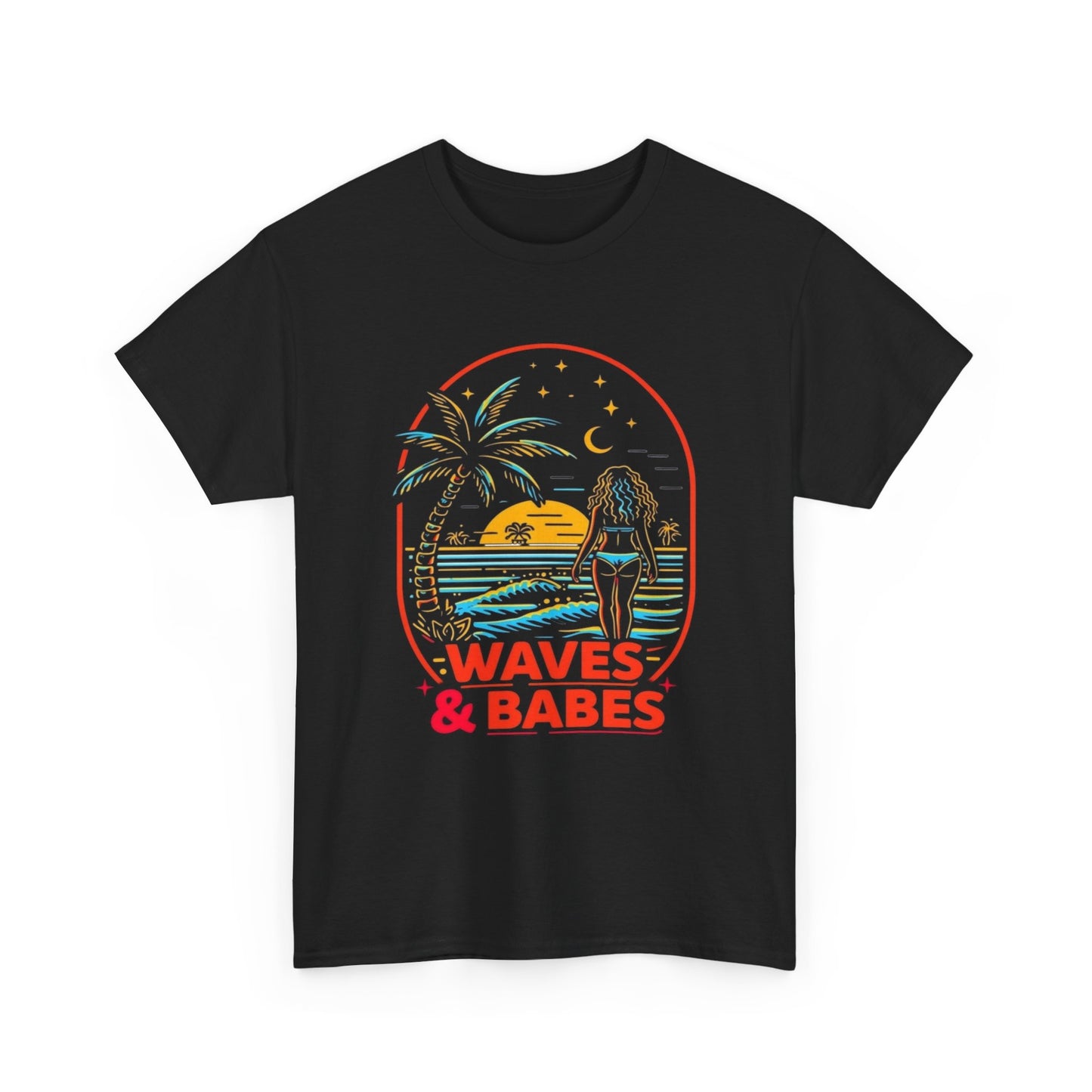 Waves And Babes Graphic T Shirt Heavy Cotton Tee