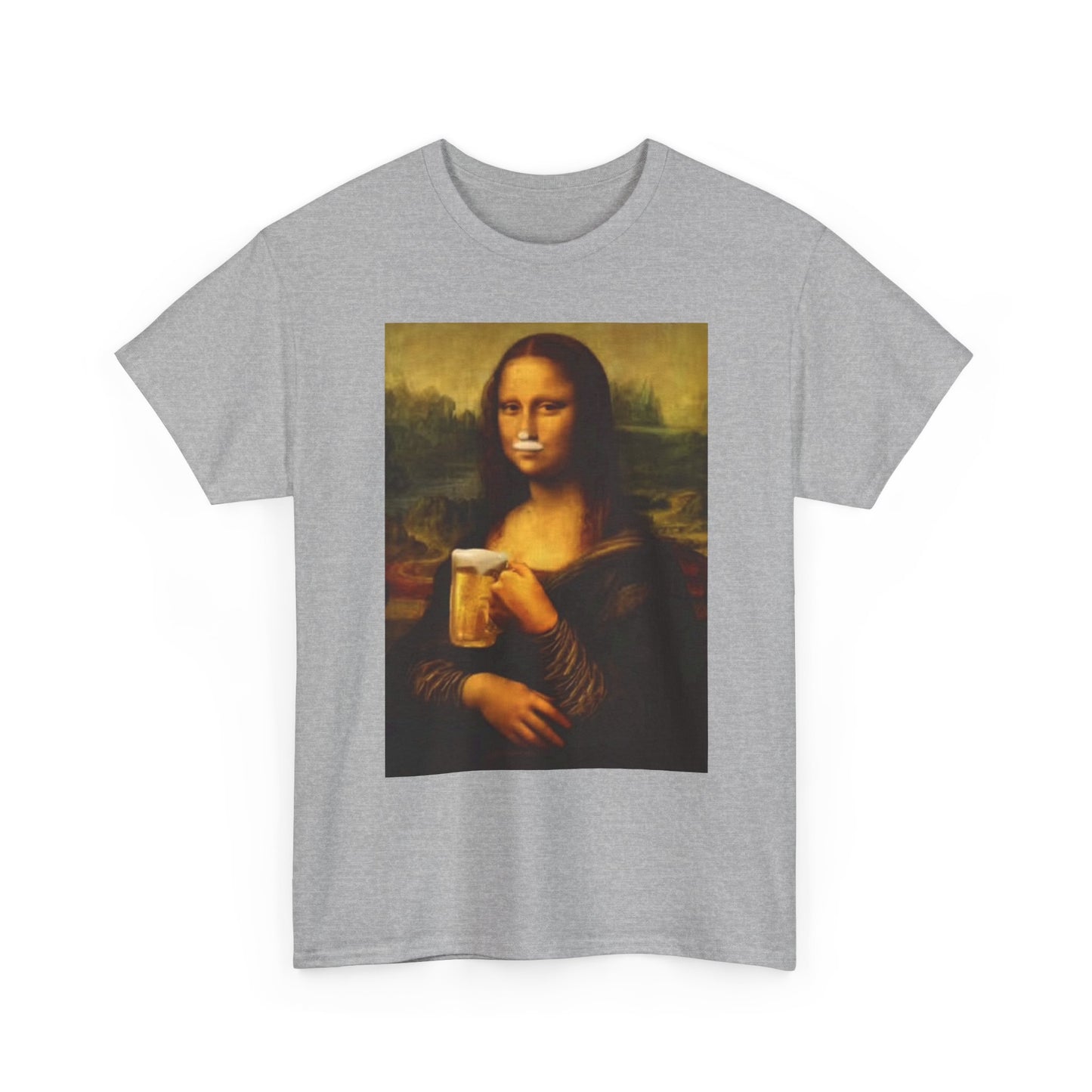 Mona Lisa Funny Beer Graphic T Shirt Jokes Retro Unisex Heavy Cotton Tee