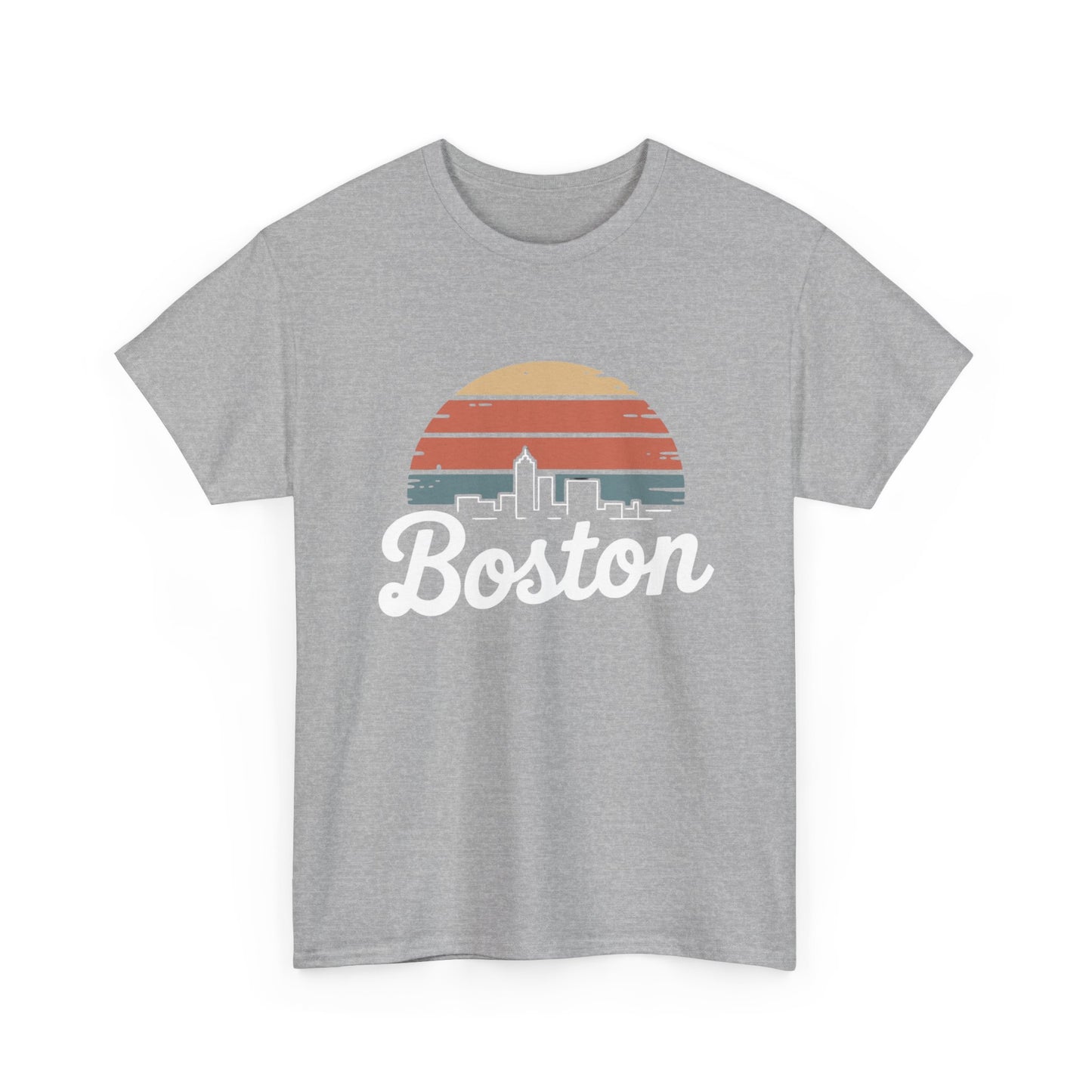 Boston Mass Skyline Graphic T Shirt NEW GIFT Unisex Heavy Cotton Tee