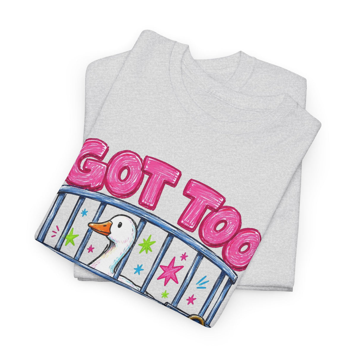 Got Too Silly Duck in Jail Funny Men's Graphic Tee T-Shirt