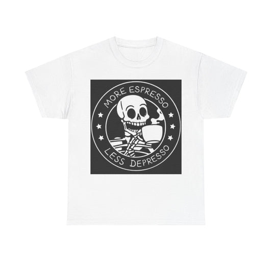 More Espresso Shirt Funny Skeleton Graphic Coffee Lover Unisex Heavy Cotton Tee