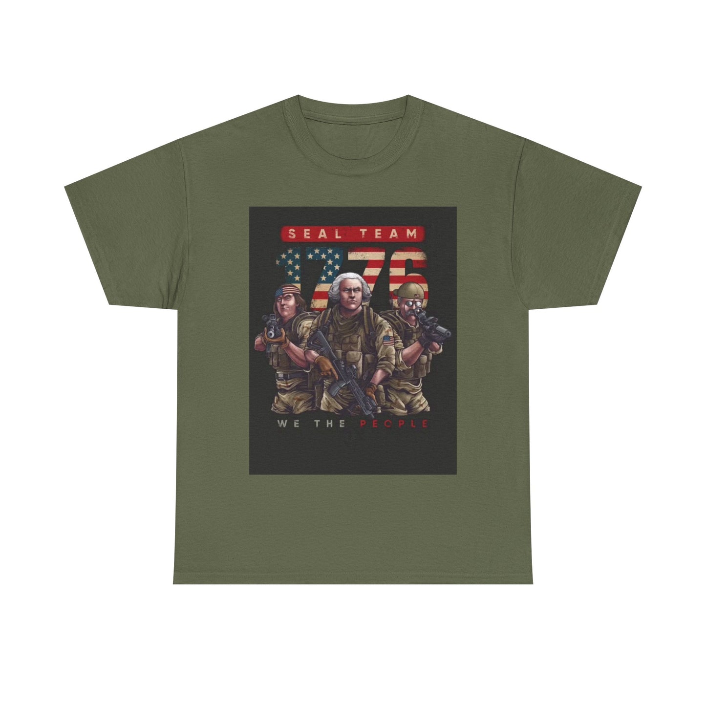 Navy Seals Team Tshirt 1776 America July 4th Flag Unisex Heavy Cotton Tee