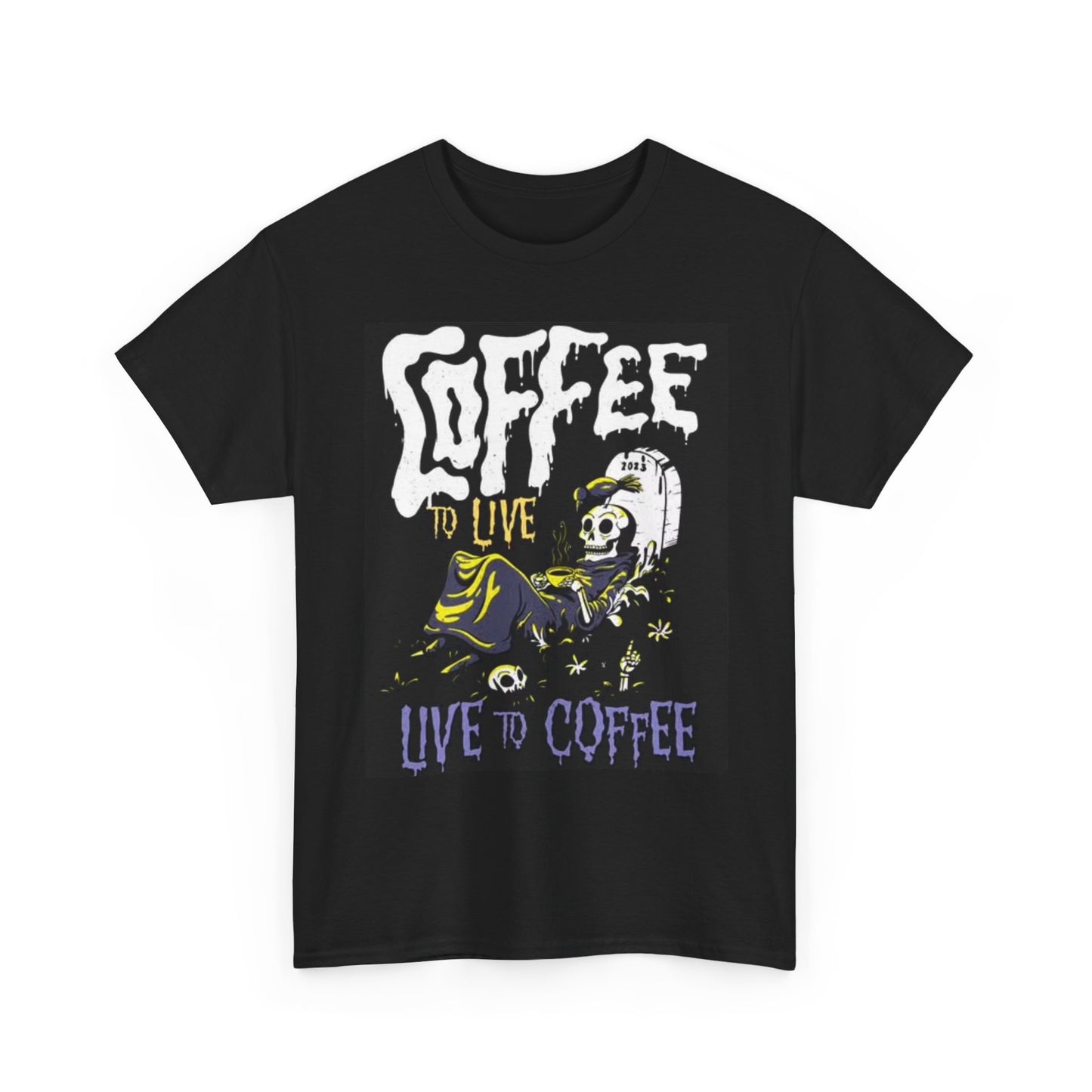Coffee Skeleton Unisex Tee, Funny Graphic T-Shirt for Halloween, Spooky Shirt,