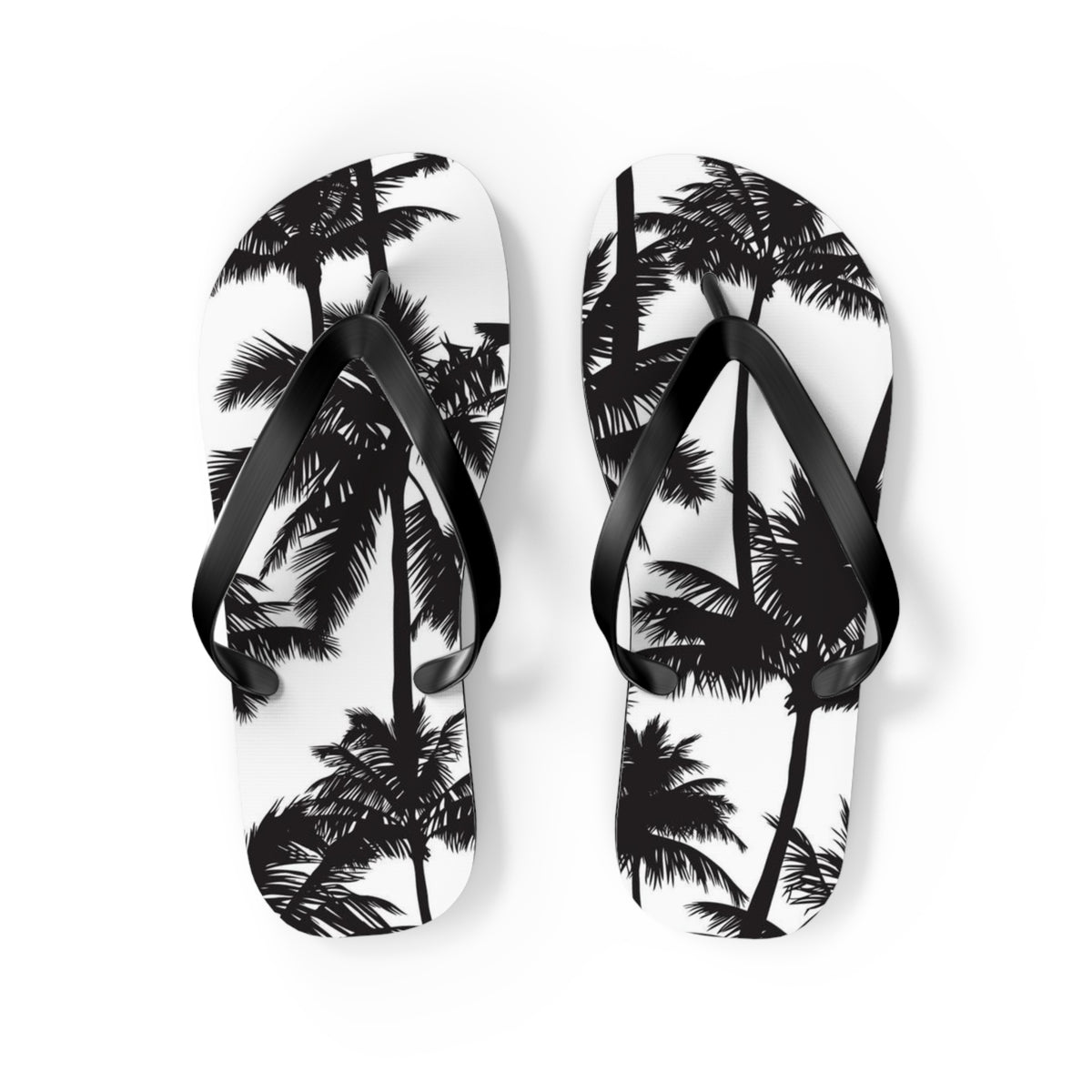 Black And White Palm Trees Sandals Summer Flip Flops Slides BRAND NEW