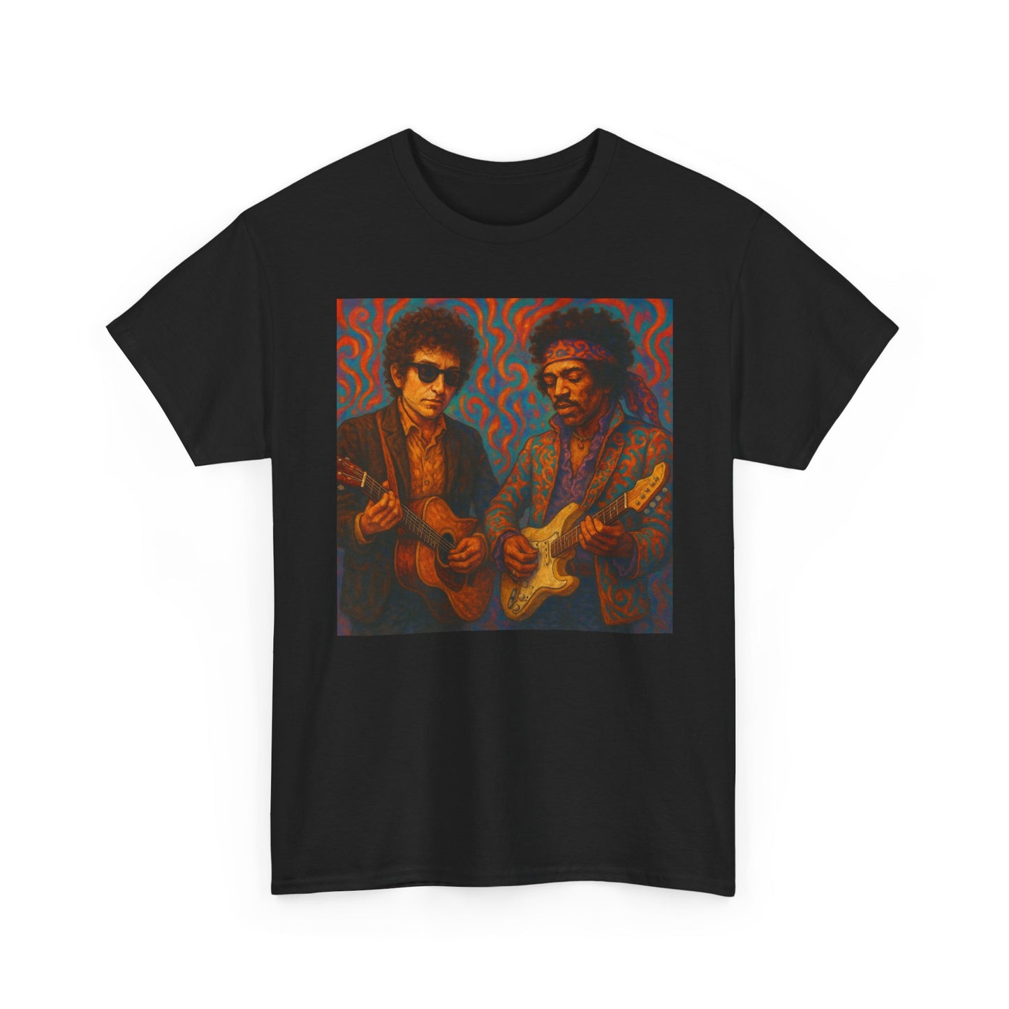 Bob Dylan And Jimi Hendrix Graphic T Shirt Vintage Retro Unisex Heavy Cotton Tee