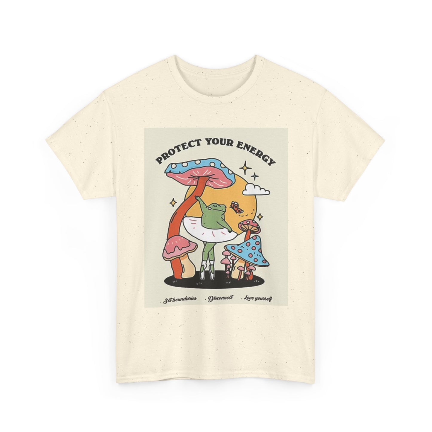 Protect Your Energy T Shirt Mushrooms Vibes Unisex Heavy Cotton Tee
