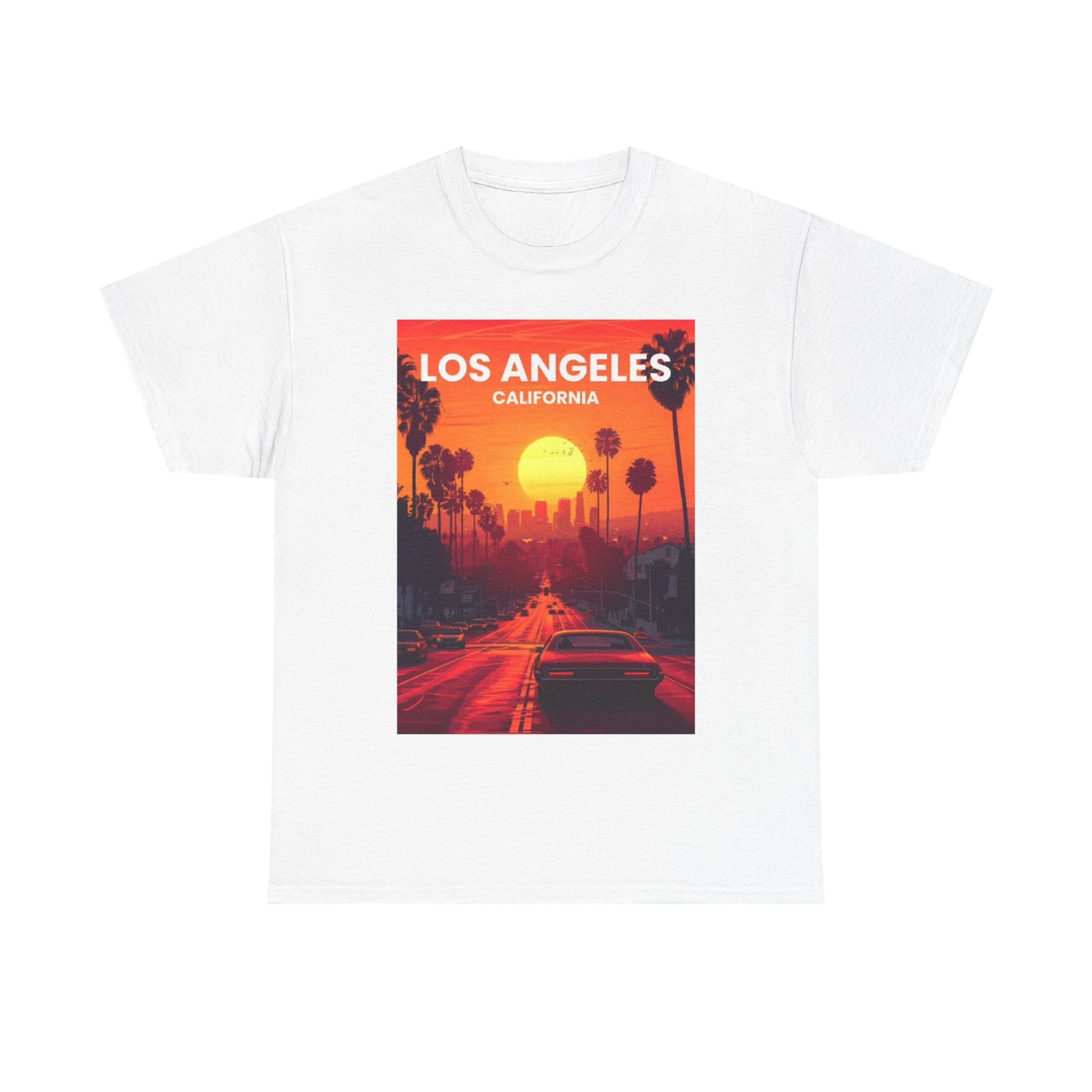 Los Angles Tshirt California Sunset graphic Painting Unisex Heavy Cotton Tee