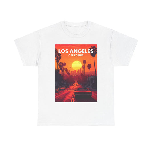 Los Angles Tshirt California Sunset graphic Painting Unisex Heavy Cotton Tee