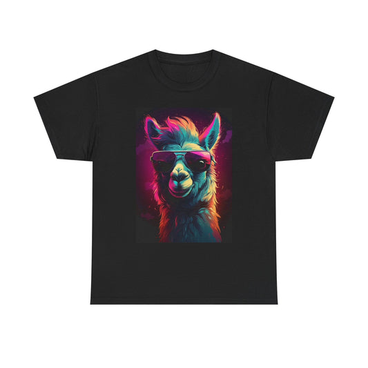 Funny LLama Graphic T Shirt Neon Animals Unisex Heavy Cotton Tee