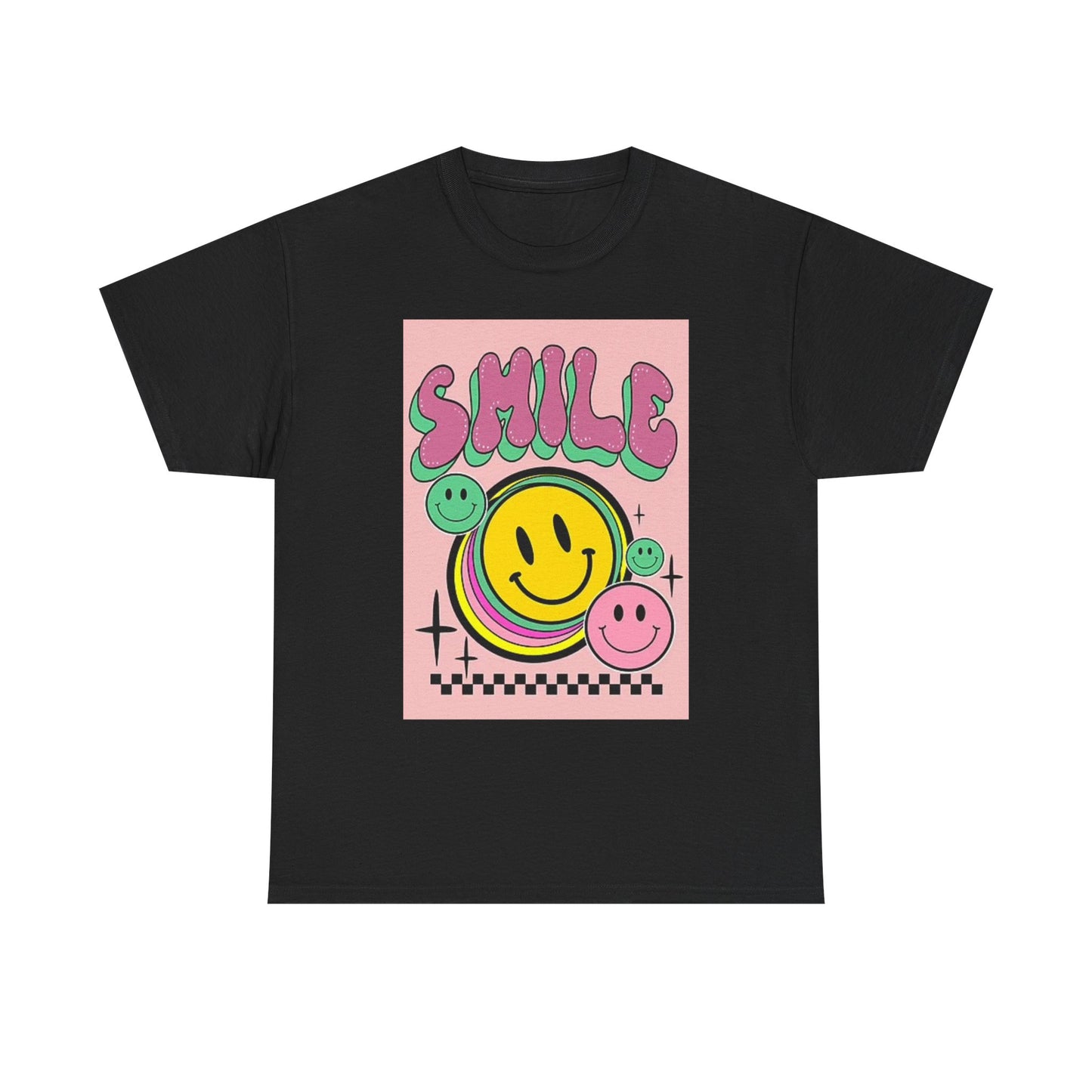 Smile Graphic T Shirt Retro Smiley Face ART Unisex Heavy Cotton Tee