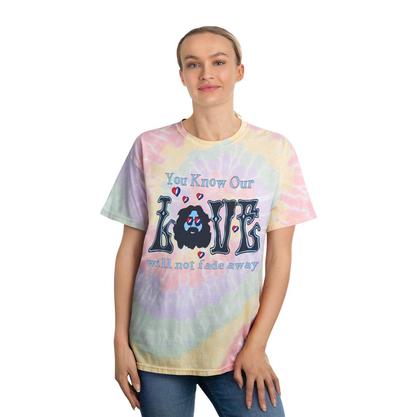 Jerry Garcia Love Will Not Fade Graphic T Shirt S-2XL Unisex Tie-Dye Tee, Spiral