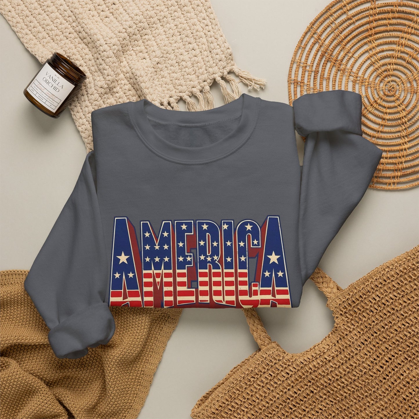 America Graphic USA Retro Sweater NEW Unisex Heavy Blend™ Crewneck Sweatshirt