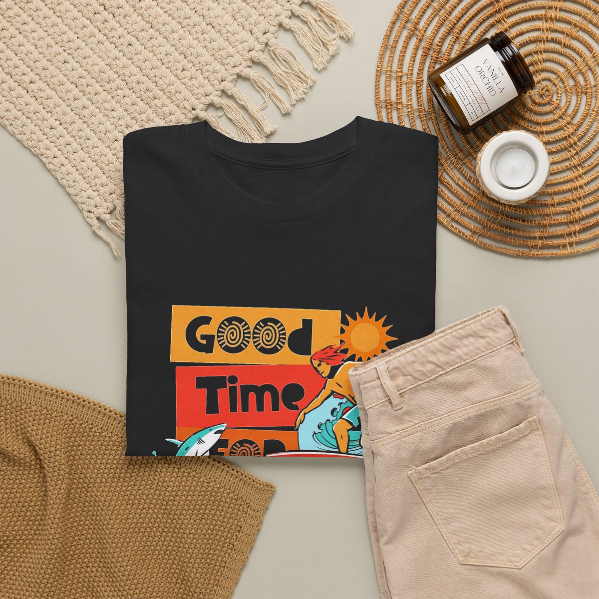 Good Time For Surfing Graphic T Shirt Men's Heavy Cotton Tee