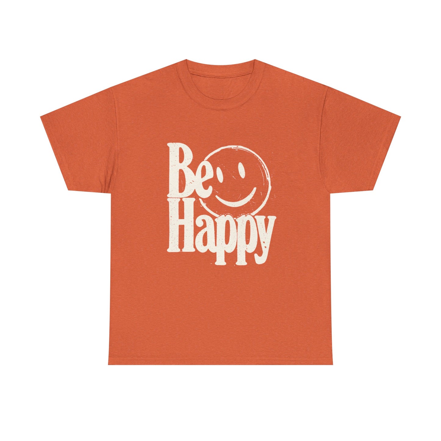 Be Happy Smiley Face Graphic T Shirt Unisex Cotton Tee - New Gift - Tee Retro