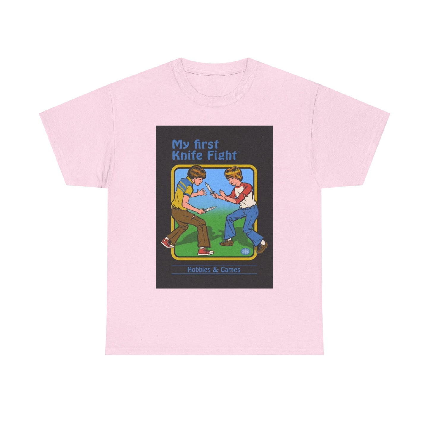 My First Knife Fight Tshirt Funny Kids Poster Retro 70s Unisex Heavy Cotton Tee