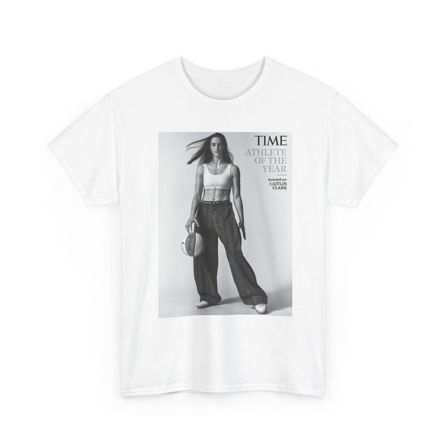 Caitlyn Clark Basketball Cover Graphic T Shirt S-5XL Unisex Heavy Cotton Tee