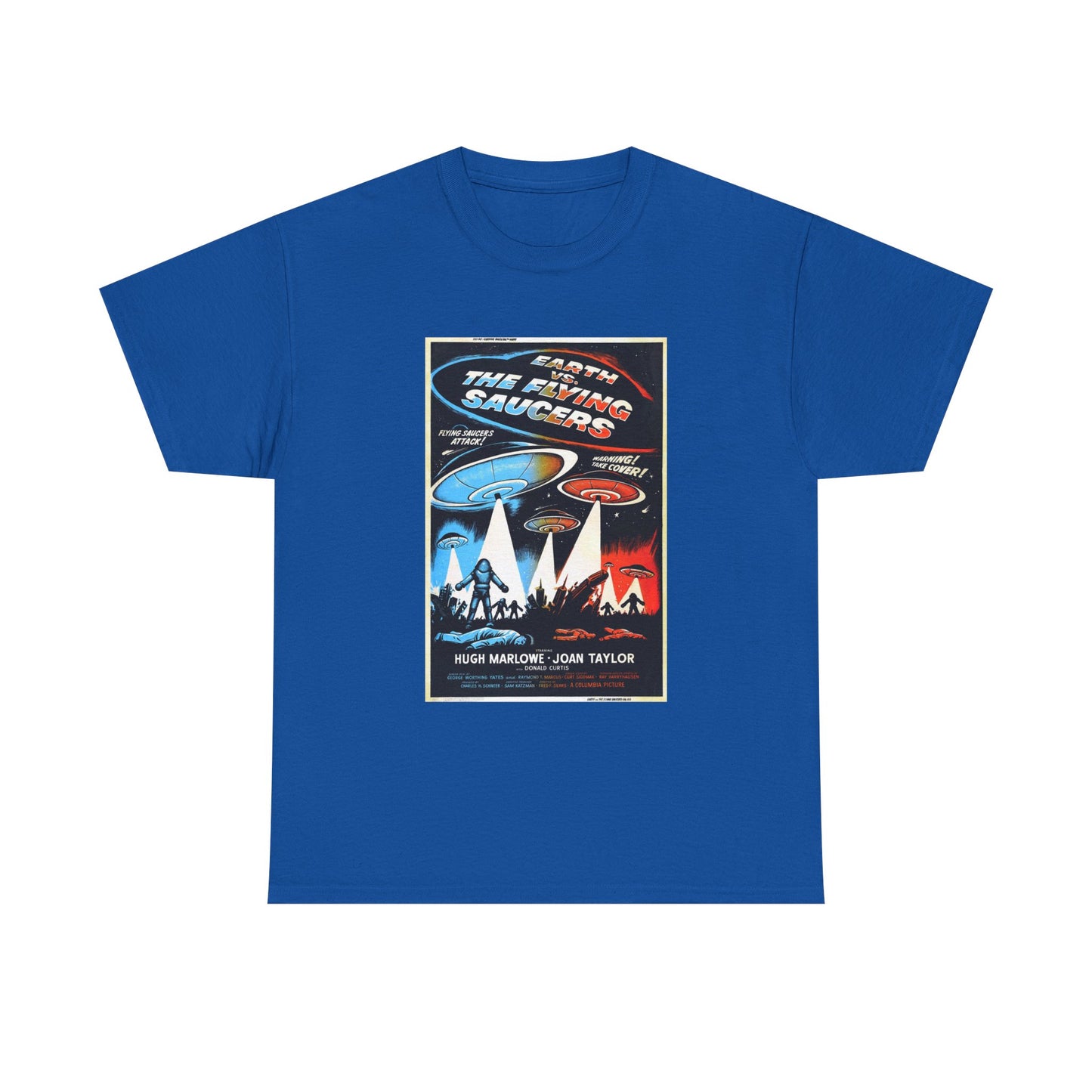 Earth vs Flying Saucers Tshirt Vintage Movie Poster Unisex Heavy Cotton Tee