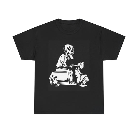 Death Scooter Graphic T Shirt Funny Retro Vespa Comedy Unisex Heavy Cotton Tee