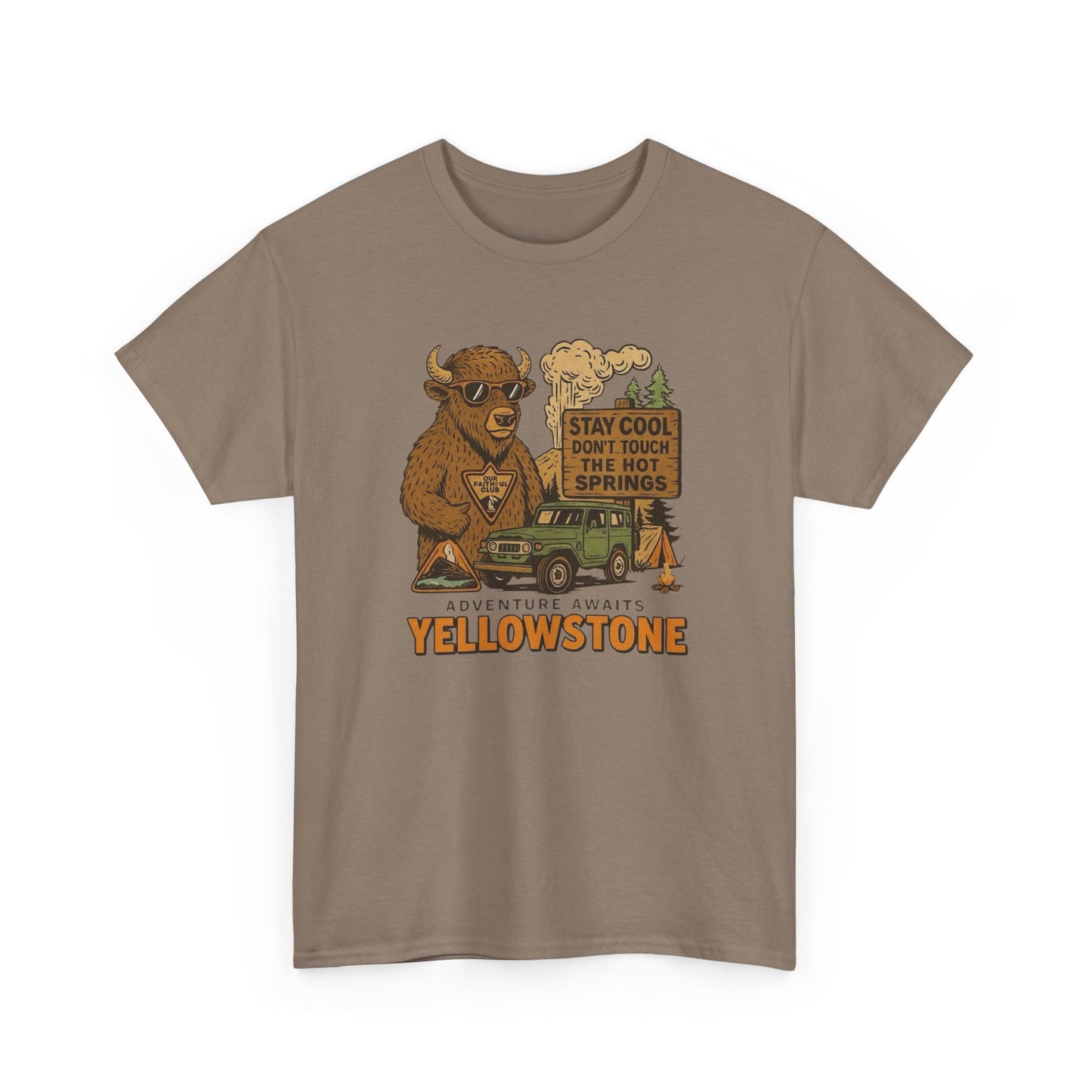 Adventure Awaits At Yellowstone Graphic T Shirt Unisex Heavy Cotton Tee