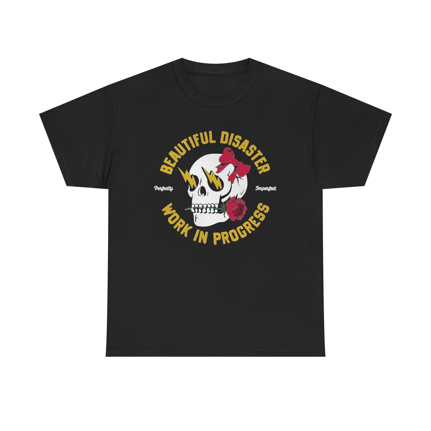 Beautiful Disaster Work In Progress Graphic T Shirt NEW Vintage Heavy Cotton Tee