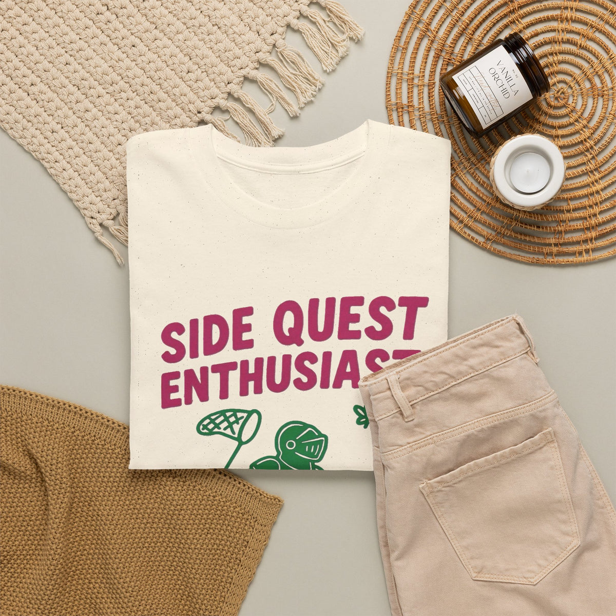 Side Quest Enthusiast Video Game Graphic T-Shirt Men's Tee