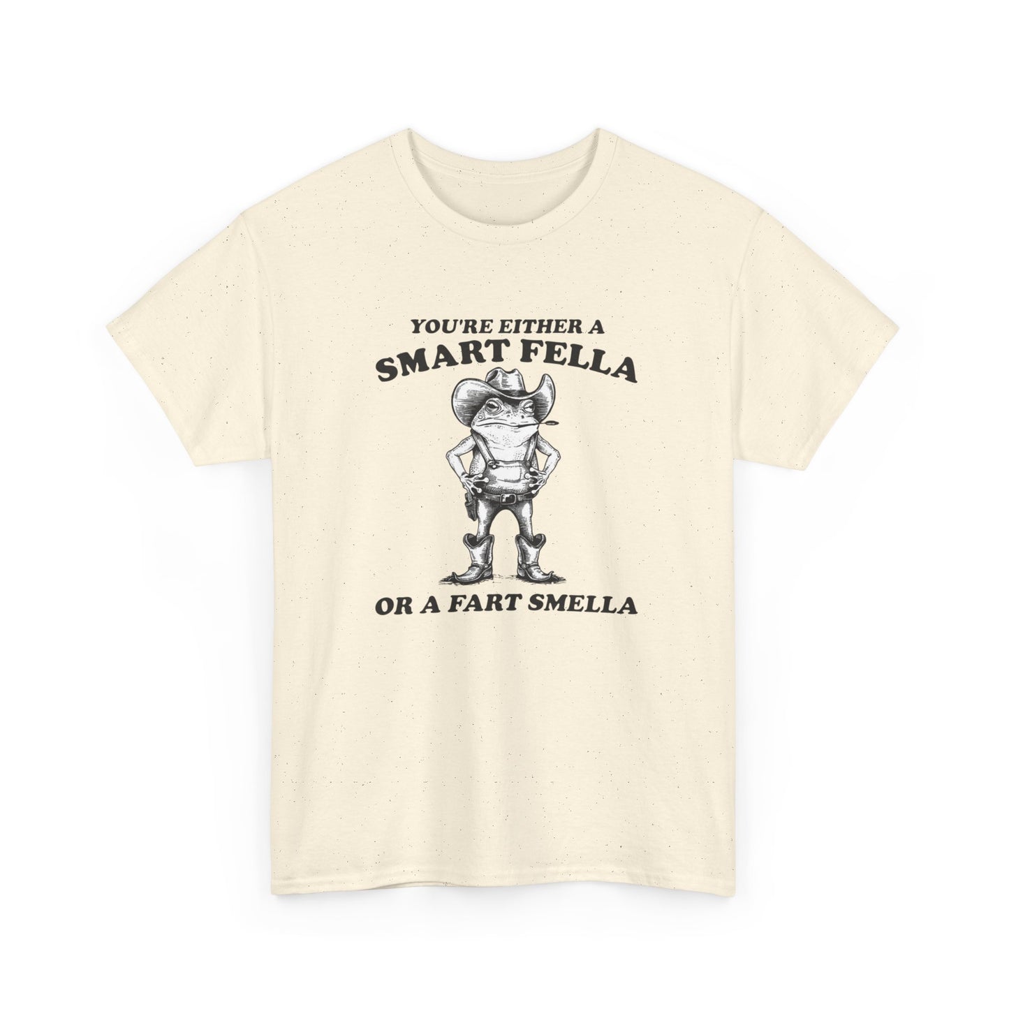 Smart Fella Or Fart Smella Funny Graphic T Shirt Unisex Heavy Cotton Tee