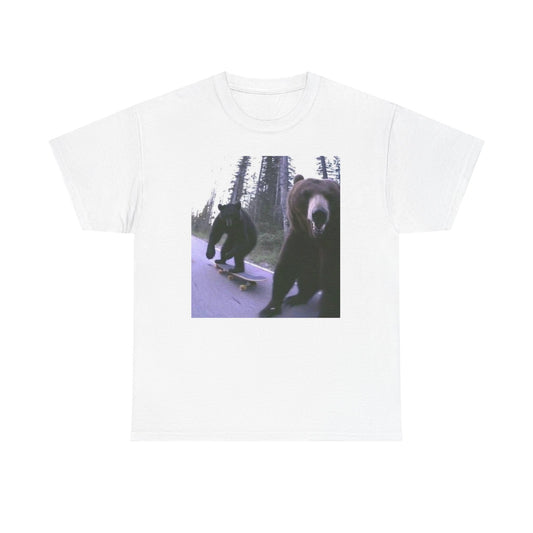 Bear Thrashing Skateboarding Graphic T-Shirt Unisex Heavy Cotton Tee NEW