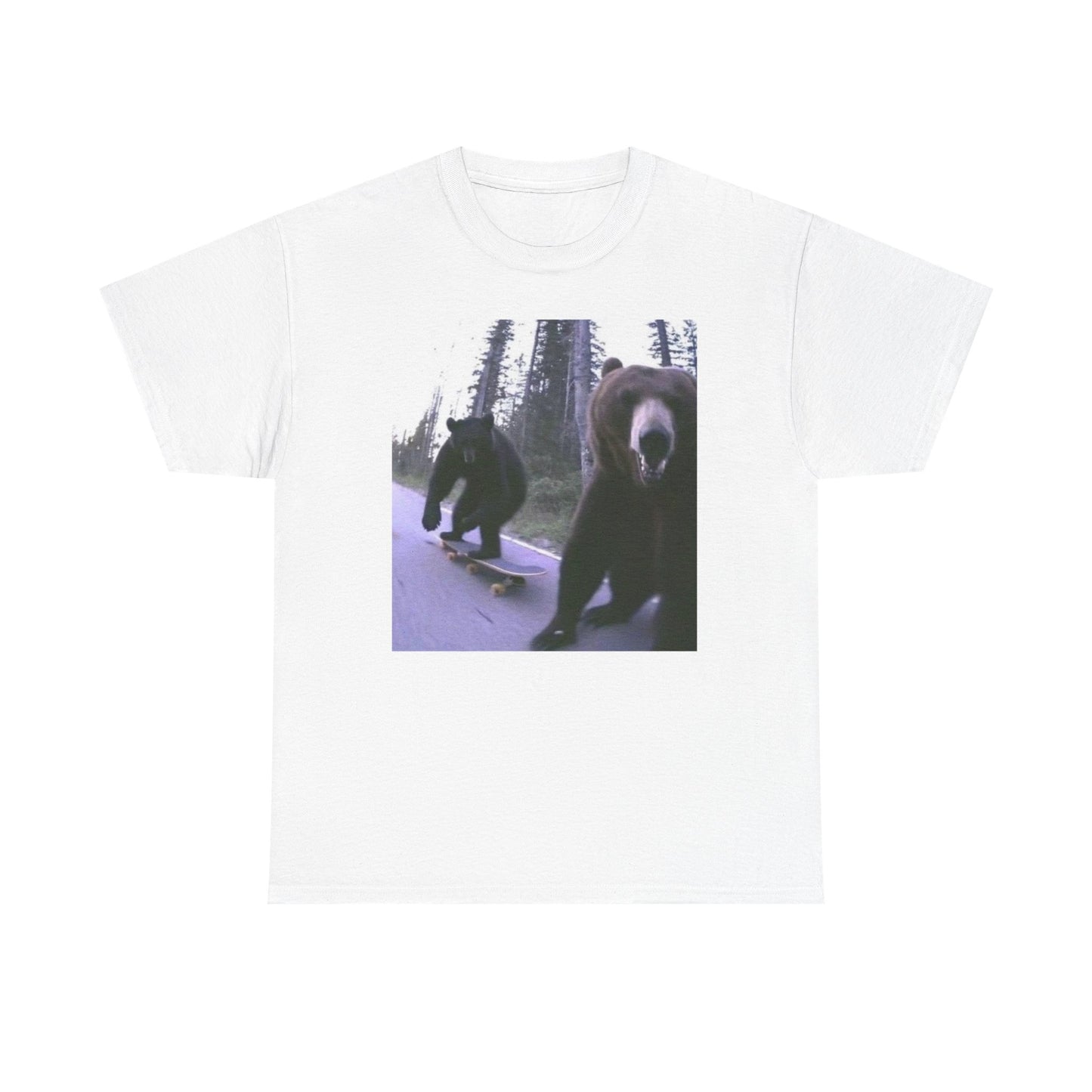 Bear Thrashing Skateboarding Graphic T-Shirt Unisex Heavy Cotton Tee NEW