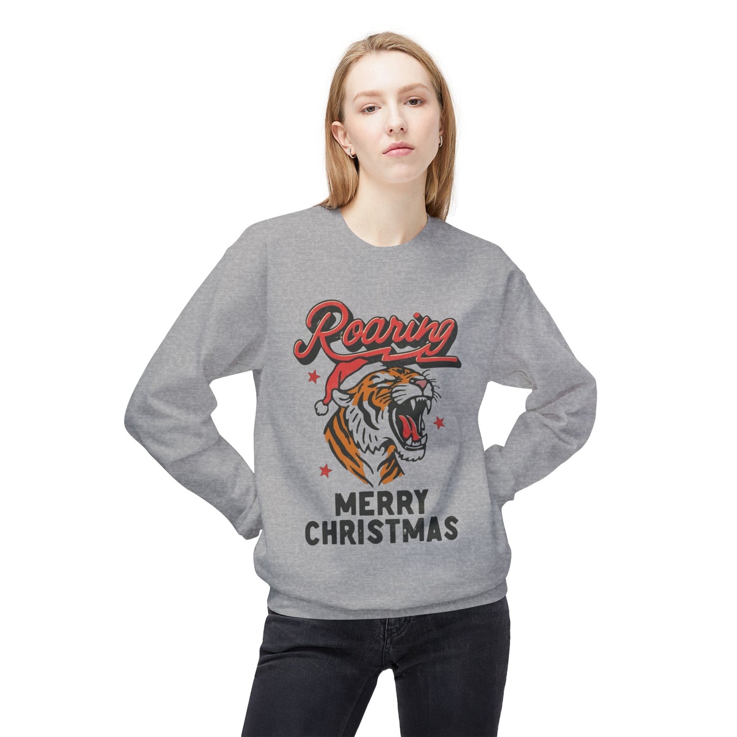 Roaring Merry Christmas Sweater NEW Unisex Fleece Crewneck Sweatshirt