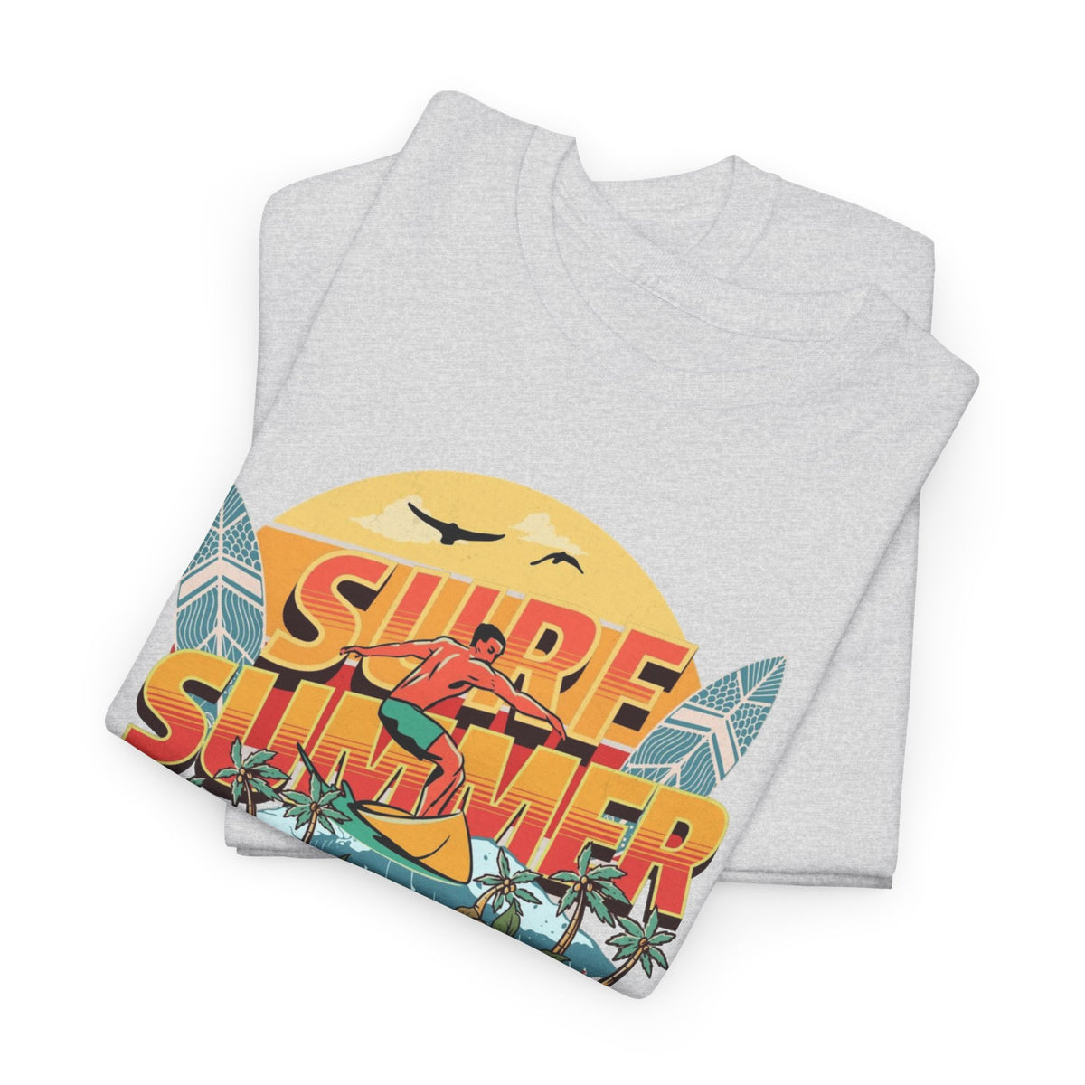 Surfing Summer Graphic T Shirt Men's Beach Heavy Cotton Tee