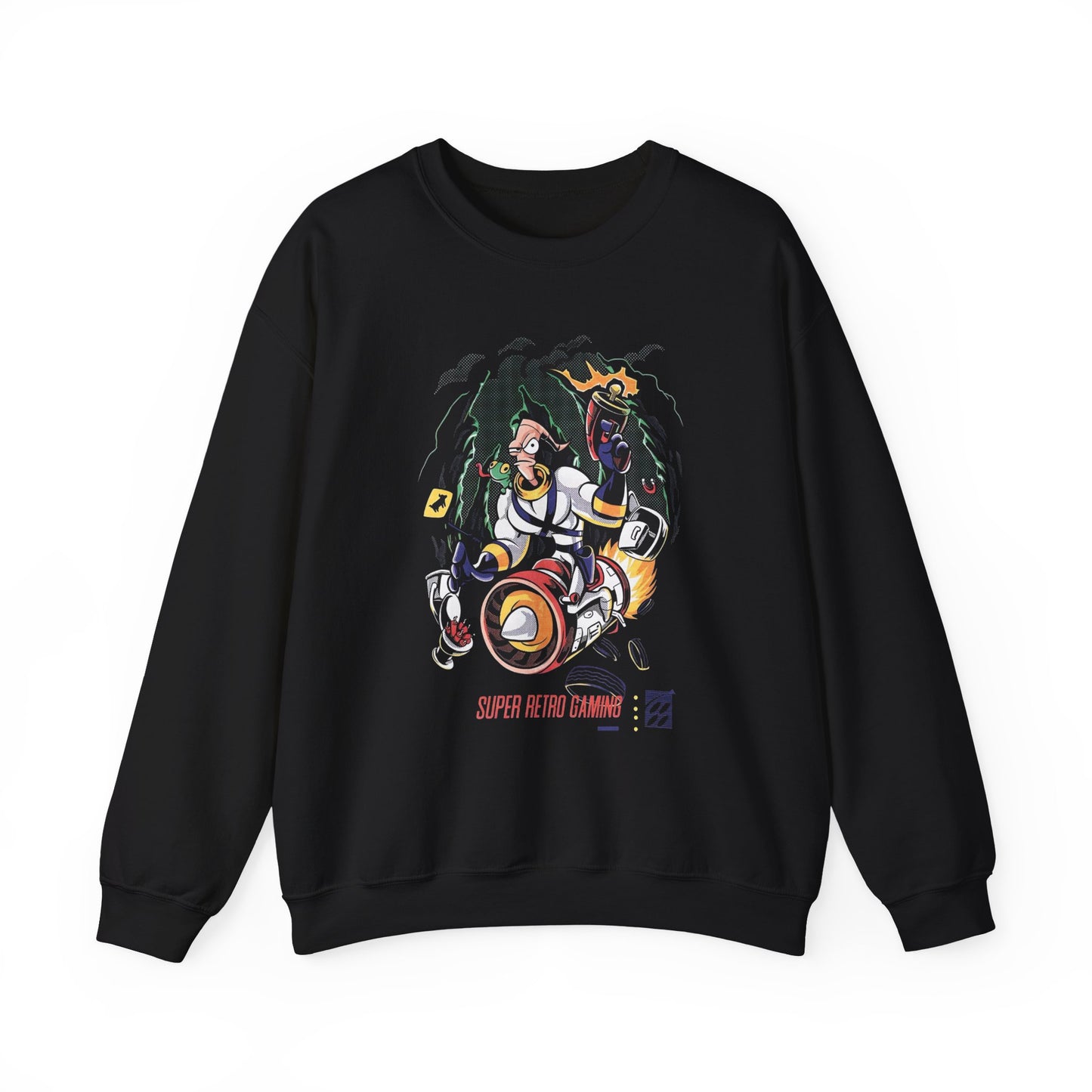 Super Retro Gaming Earth Worm Jim Sweater NEW Heavy Blend™ Crewneck Sweatshirt