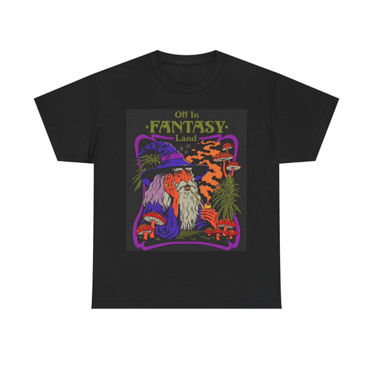 Fantasy Land Tshirt Wizard Weed Lords Funny 80s Graphic Unisex Heavy Cotton Tee