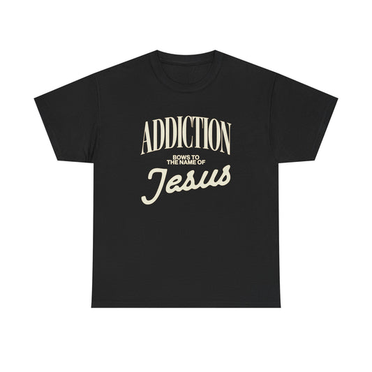 Addiction Bows To Jesus Graphic T Shirt NEW ADULT Unisex Heavy Cotton Tee