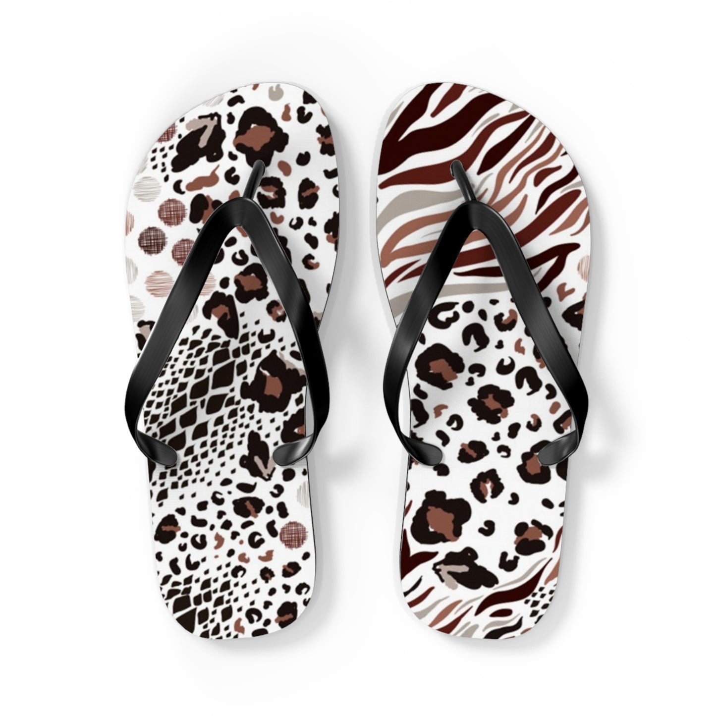 Mixed Animal Print Beach Sandals, Slides for Summer, Flip Flops, Water Resistant