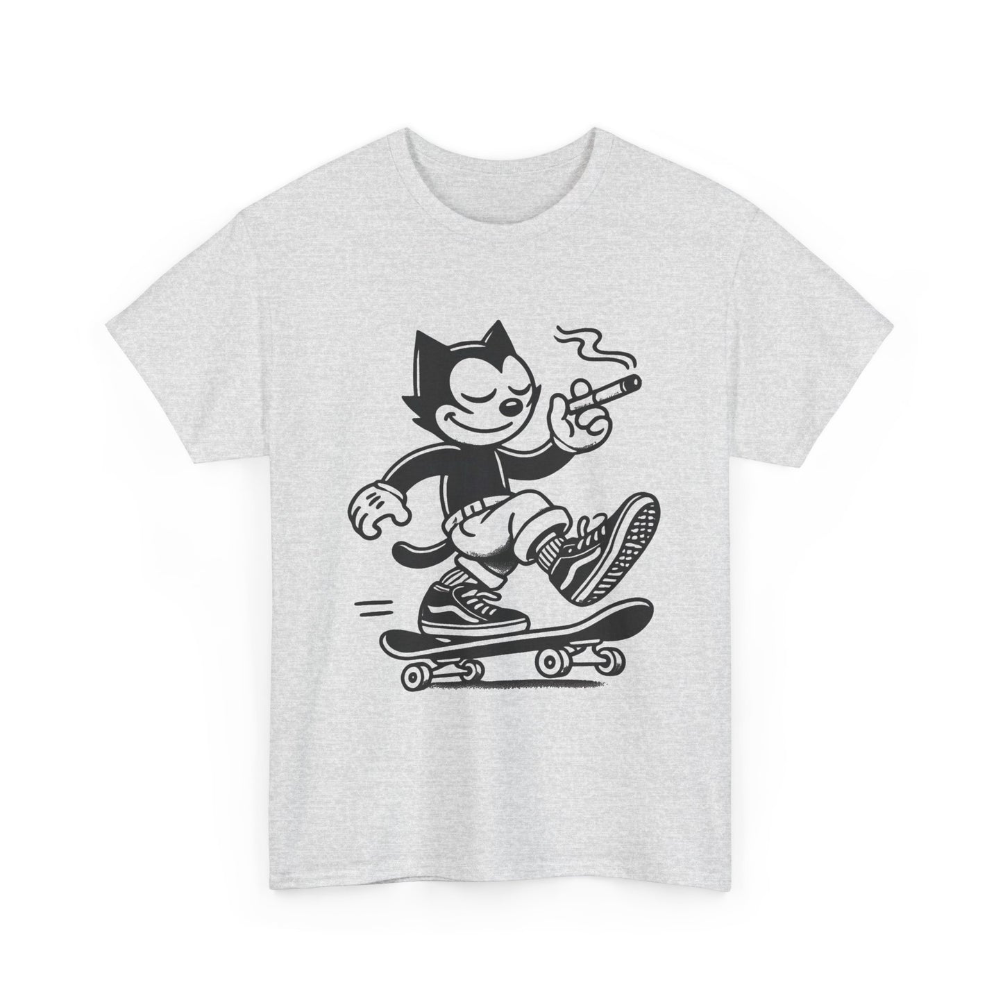 Cat Skateboarding Retro Graphic T Shirt NEW Vintage Unisex Heavy Cotton Tee