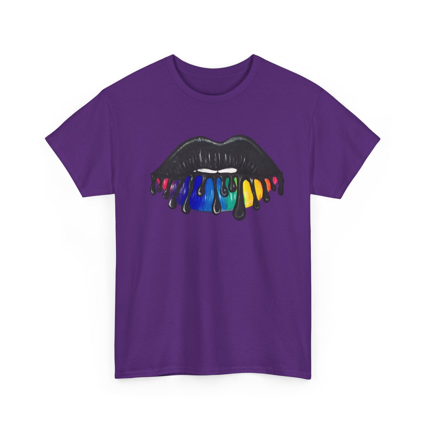 Rainbow Lips Tshirt Girly Tattoo cute womens kiss Unisex Heavy Cotton Tee