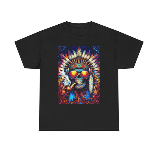 Native American Peace Pipe T Shirt Retro Vintage Unisex Heavy Cotton Tee