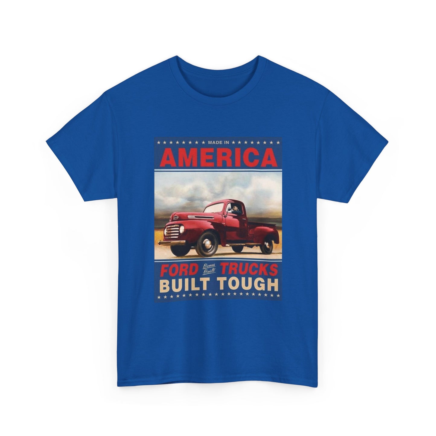 American Ford Built Tough Tshirt Vintage Poster Logo Unisex Heavy Cotton Tee