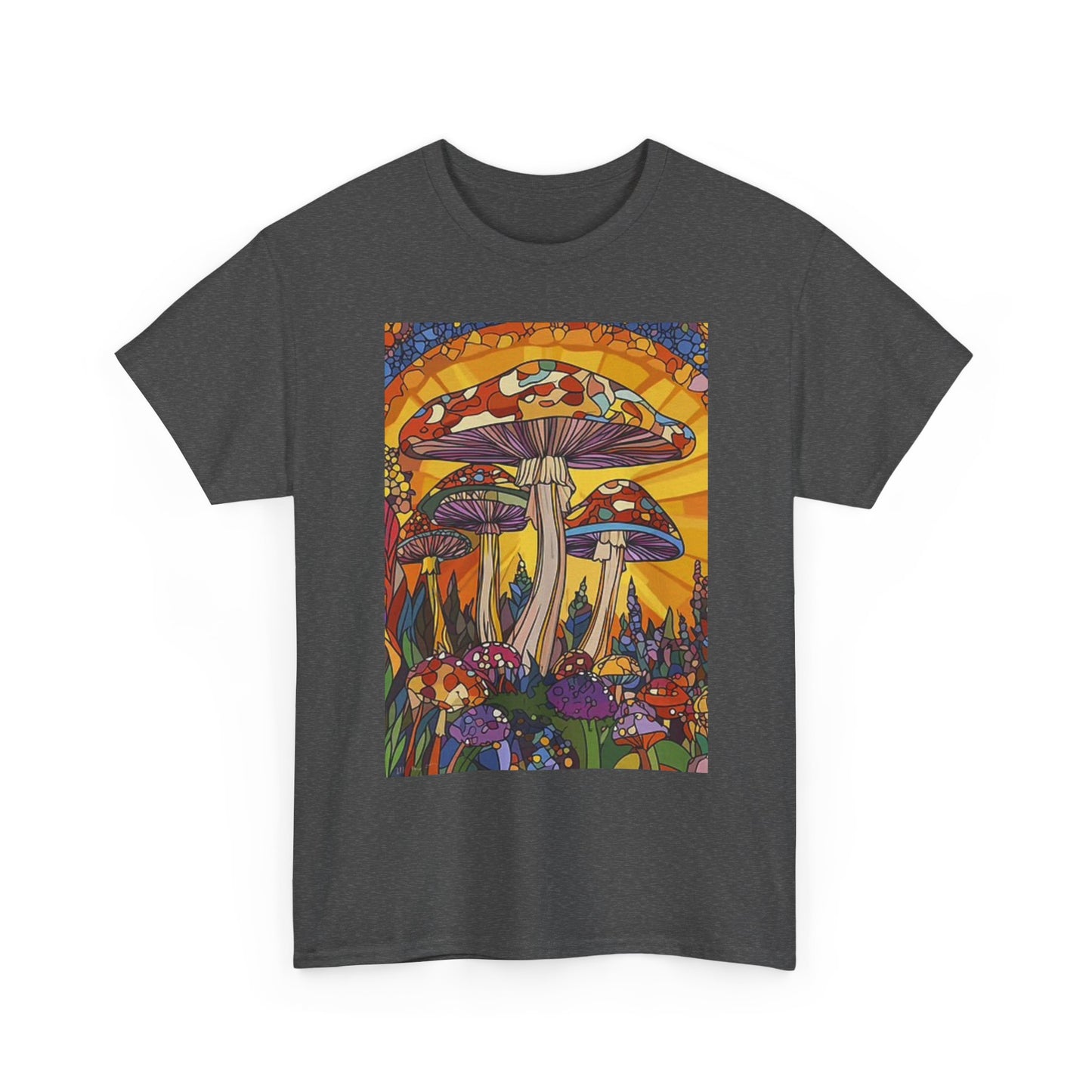 Weed Mushrooms Vibes Groovy T Shirt Retro Unisex Heavy Cotton Tee