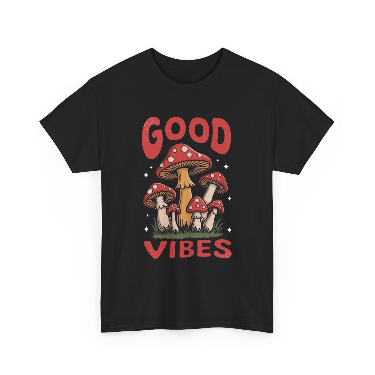 Good Vibes Mushrooms Graphic T Shirt Unisex Heavy Cotton Tee