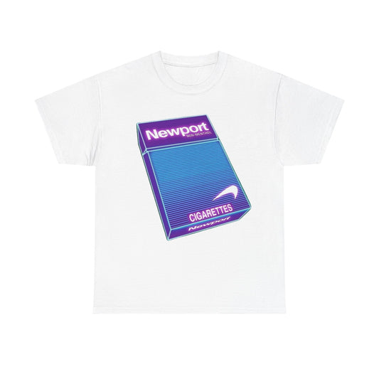 NewPort Tshirt Vintage Cigarette Neon Graphic Retro AD Unisex Heavy Cotton Tee
