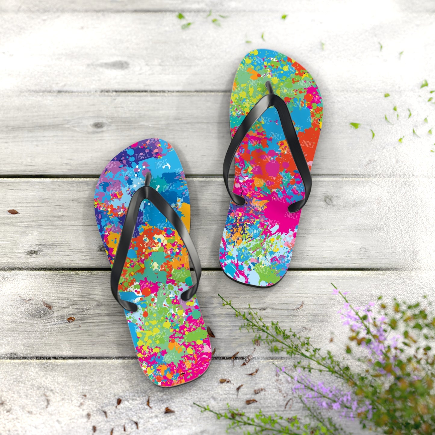 Paint Splatter Flip Flops, Sandals Slides, Summer Footwear, Brand New