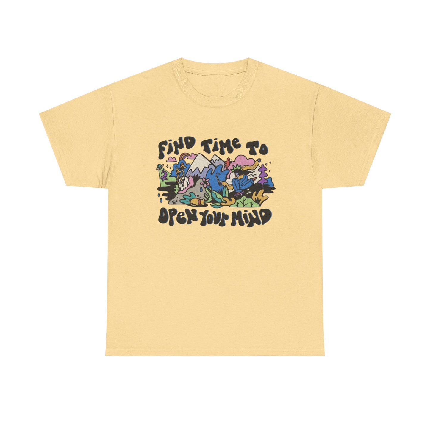 Find Time To Open Your Mind Graphic T Shirt NEW Adult Unisex Heavy Cotton Tee