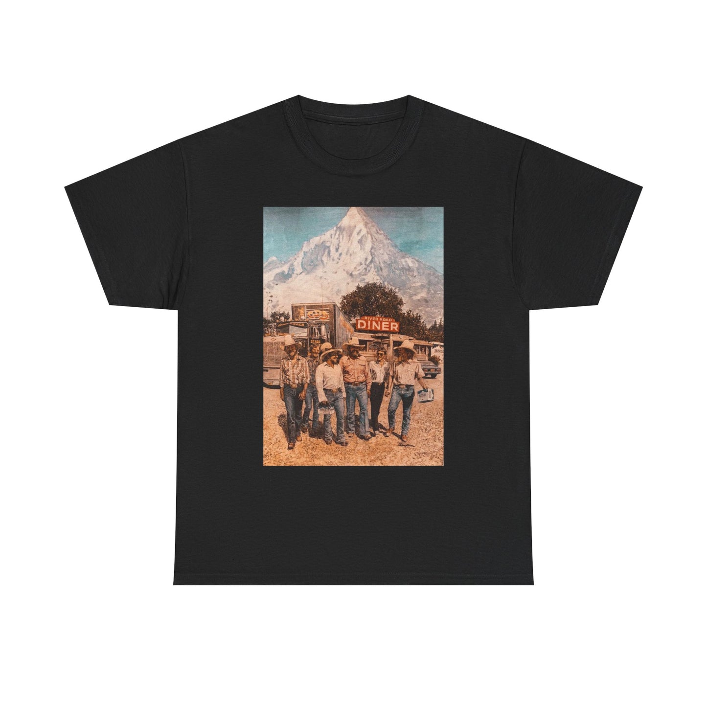 Vintage Busch Beer Poster Mountains Graphic T Shirt Unisex Heavy Cotton Tee Gift
