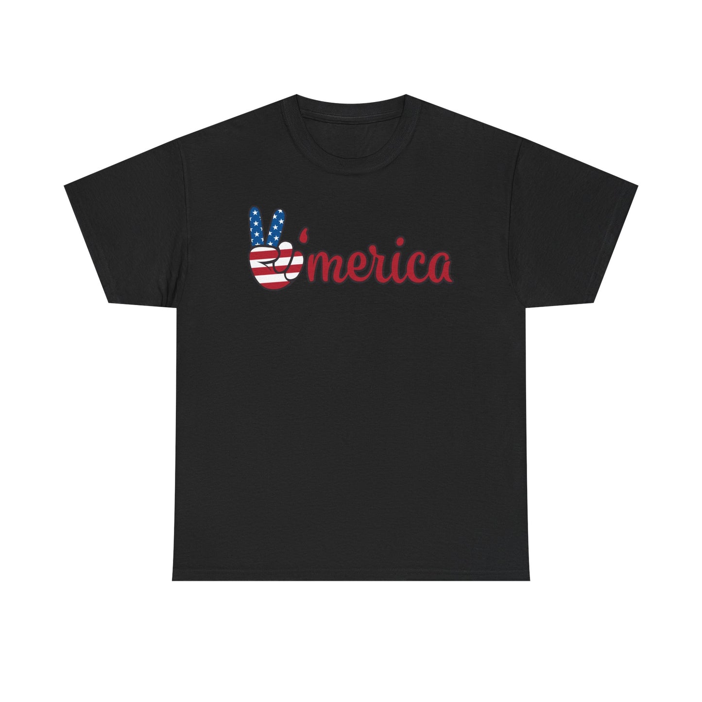 America Peace Sign Graphic T Shirt USA American Flag Unisex Heavy Cotton Tee