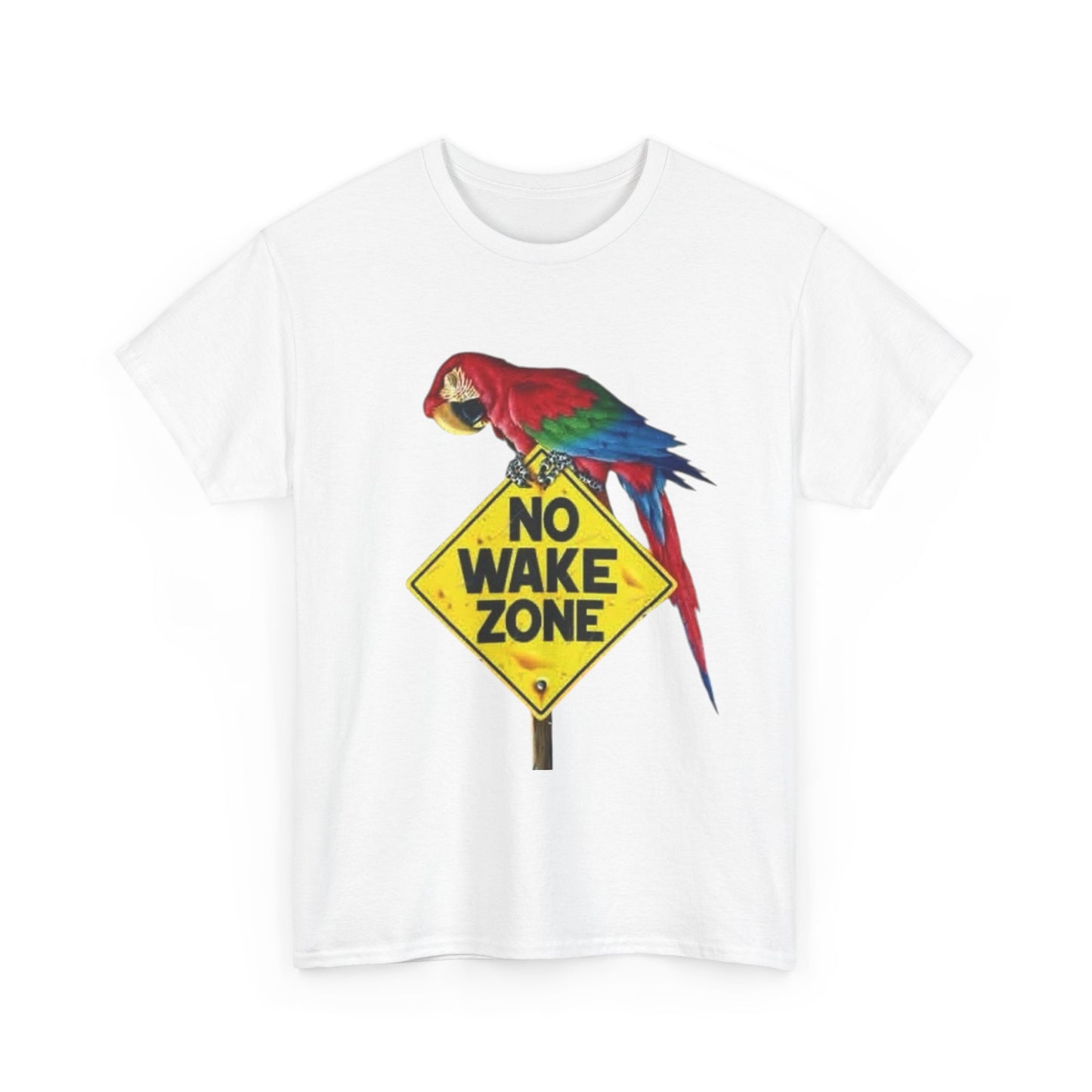 No Wake Zone Parrots Buffett Graphic T-Shirt Unisex Heavy Cotton Tee NEW