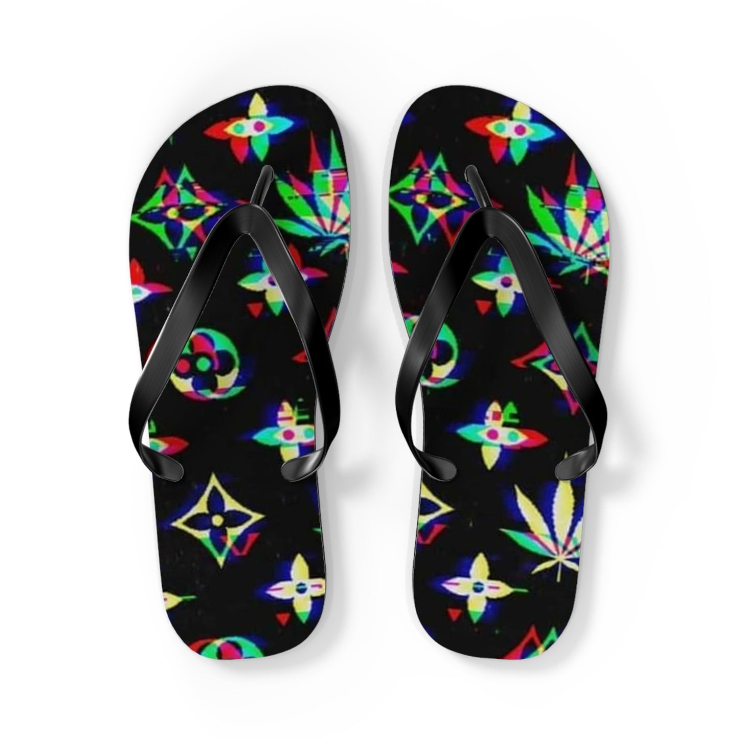 WAVES And SUN Co Sandals Weed Leafs  - Flip Flops -Slides Summer Beach BRAND NEW